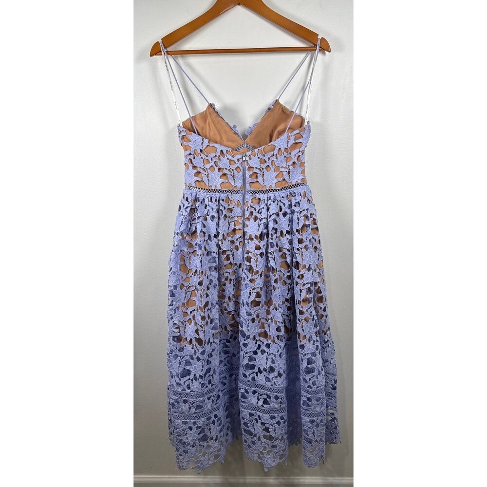 Self-Portrait Azalea Textured Floral Lace Midi Dress in Lilac — US 8 - Picture 7 of 9